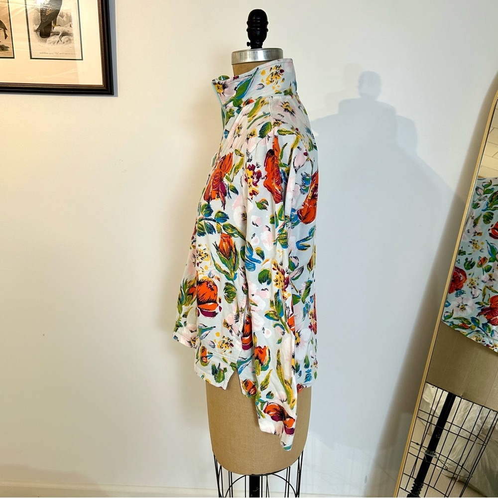 Vera Bradley Sea Air Floral Colorful Cotton Terry 1/4 Zip Pullover Sz M - Picture 6 of 10